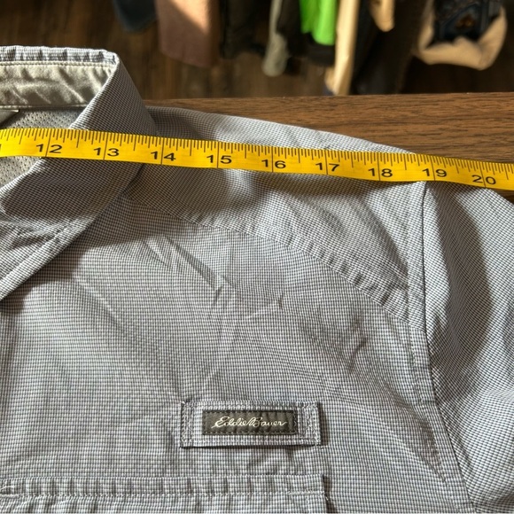 Eddie Bauer Button Up Shirt Womens PL Gray Collared Long Sleeve Button Pockets - Picture 9 of 10